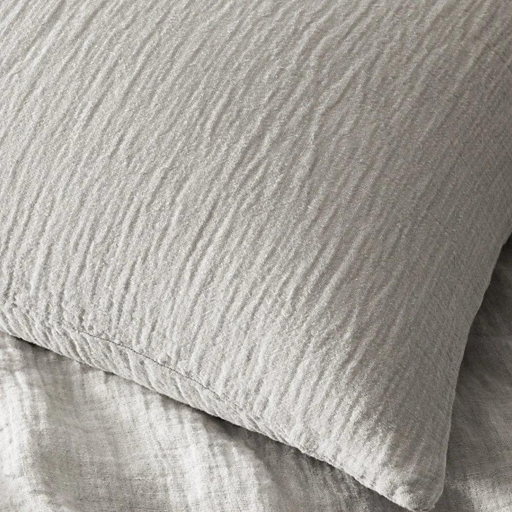 ✅NEW! ITALIAN CRINKLED LINEN-COTTON KING LOUNGER SHAM IN MIST